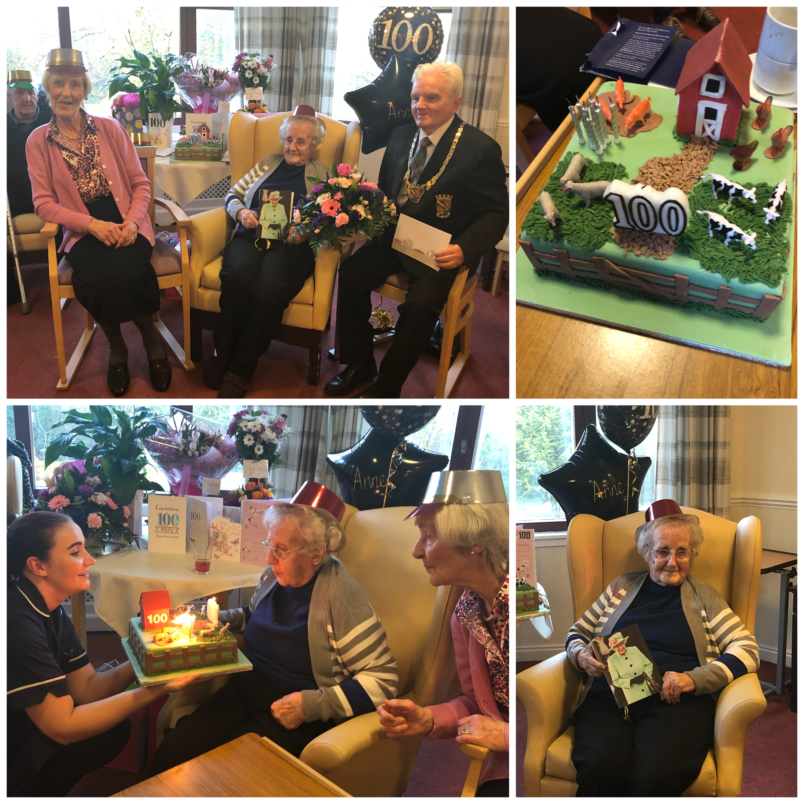 Wallside Grange Care Home resident Anne Whyte celebrates her 100th Birthday with a card from the Her Majesty The Queen.